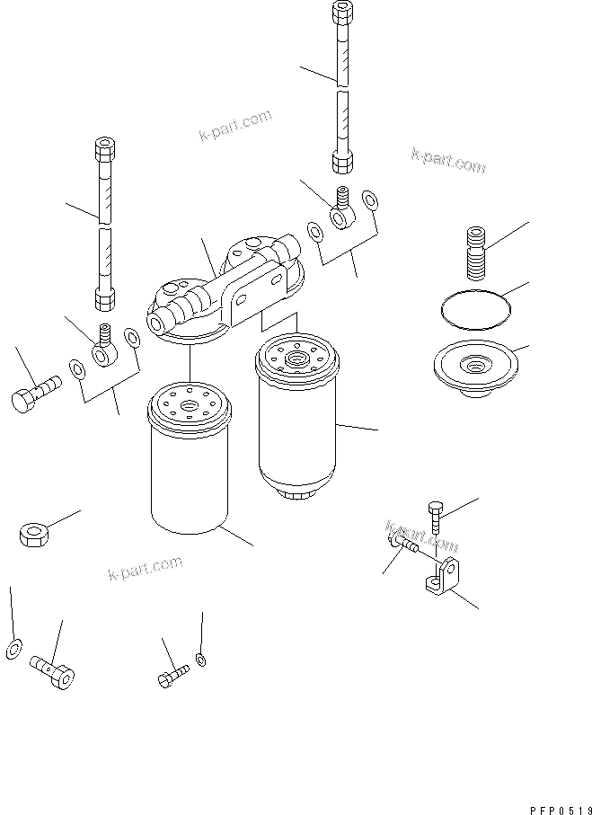 Komatsu parts book diagram for S4D102E-1AA S/N 26213103-UP: FUEL FILTER(#21273646-)