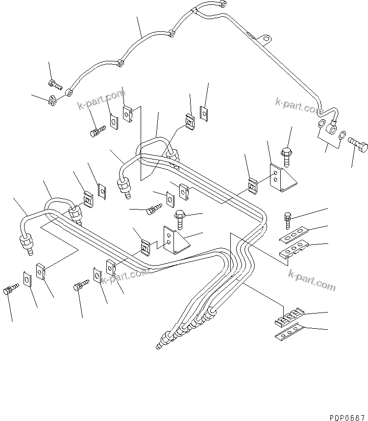 Komatsu parts book diagram for S4D102E-1AA S/N 26213103-UP: INJECTION PIPING(#21273646-)