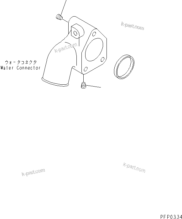 Komatsu parts book diagram for S4D102E-1AA S/N 26213103-UP: WATER CONNECTOR PLUG(#21273646-)