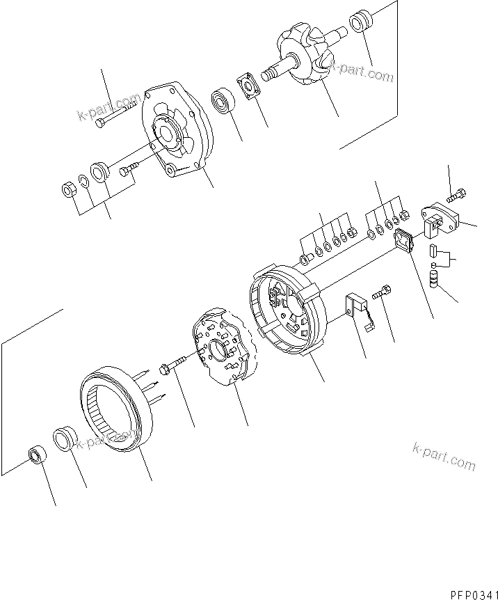 Komatsu parts book diagram for S4D102E-1AA S/N 26213103-UP: ALTERNATOR (40A) (INNER PARTS)(#21273646-)