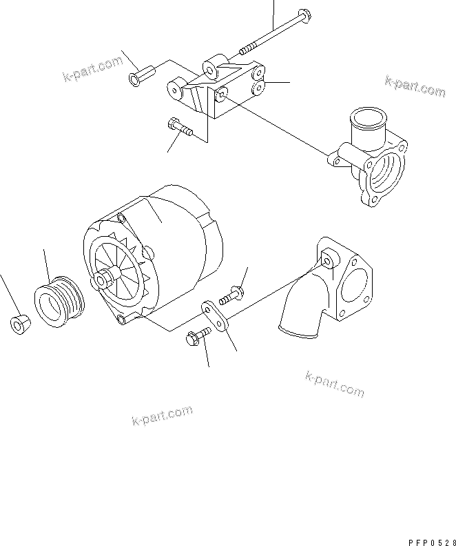Komatsu parts book diagram for S4D102E-1AA S/N 26213103-UP: ALTERNATOR SUPPORT(#21273646-)