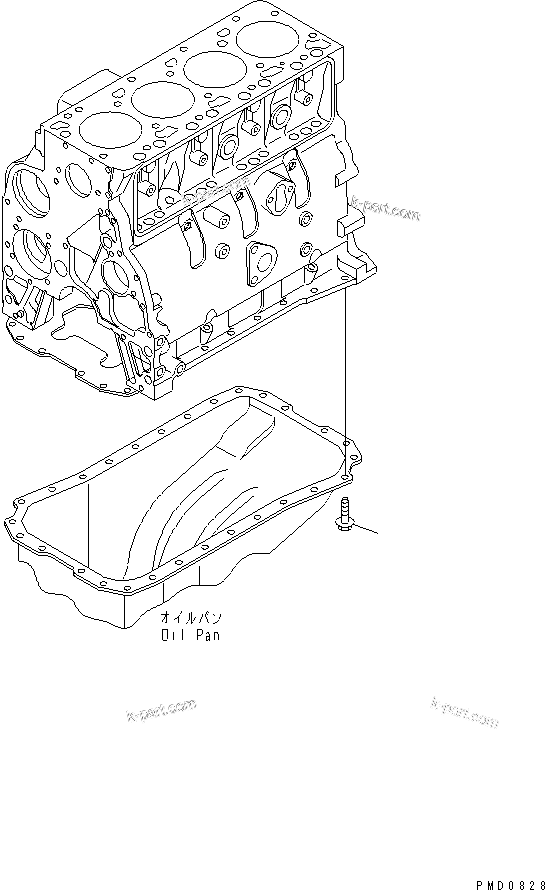 Komatsu parts book diagram for S4D102E-1E-23 S/N 26200163-UP: OIL PAN BOLT