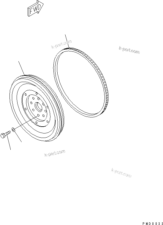 Komatsu parts book diagram for S4D102E-1E-23 S/N 26200163-UP: FLYWHEEL(#26212900-)