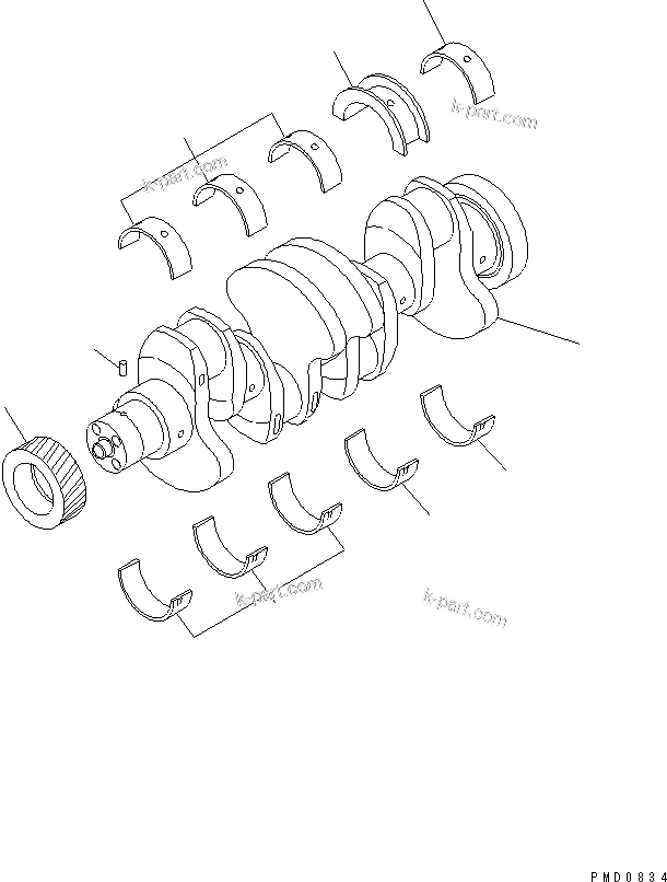 Komatsu parts book diagram for S4D102E-1E-23 S/N 26200163-UP: CRANKSHAFT