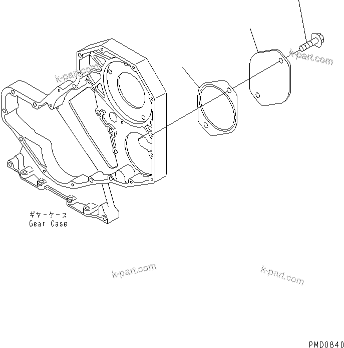 Komatsu parts book diagram for S4D102E-1E-23 S/N 26200163-UP: FRONT GEAR TRAIN COVER(#26200163-26263947)