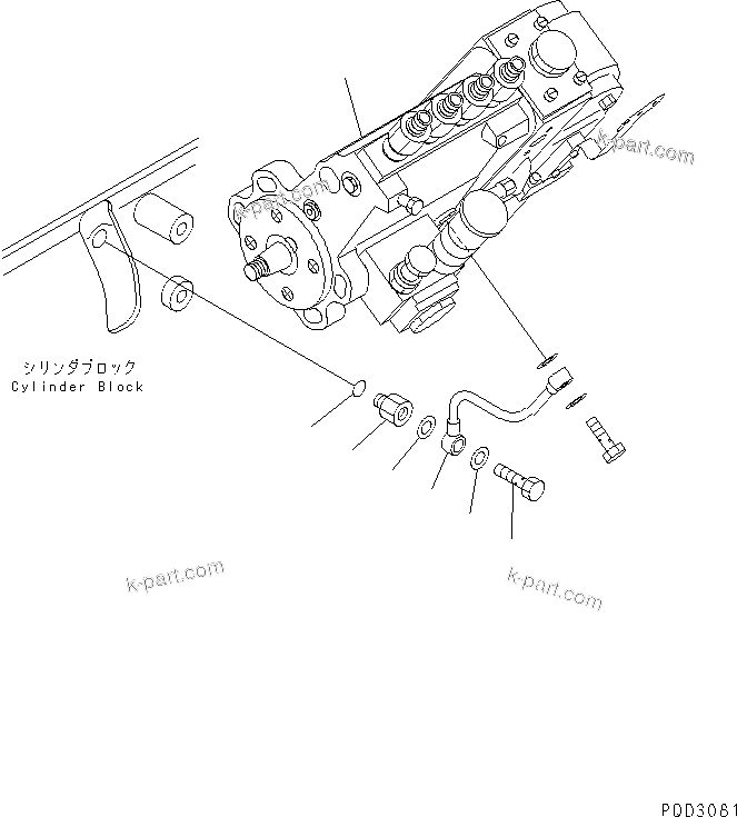 Komatsu parts book diagram for S4D102E-1E-23 S/N 26200163-UP: FUEL INJECTION PUMP AND OIL PIPING(#26201324-)