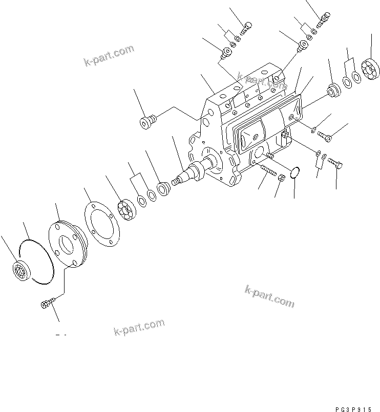 Komatsu parts book diagram for S4D102E-1E-23 S/N 26200163-UP: FUEL INJECTION PUMP (PUMP) (1/2) (INNER PARTS)