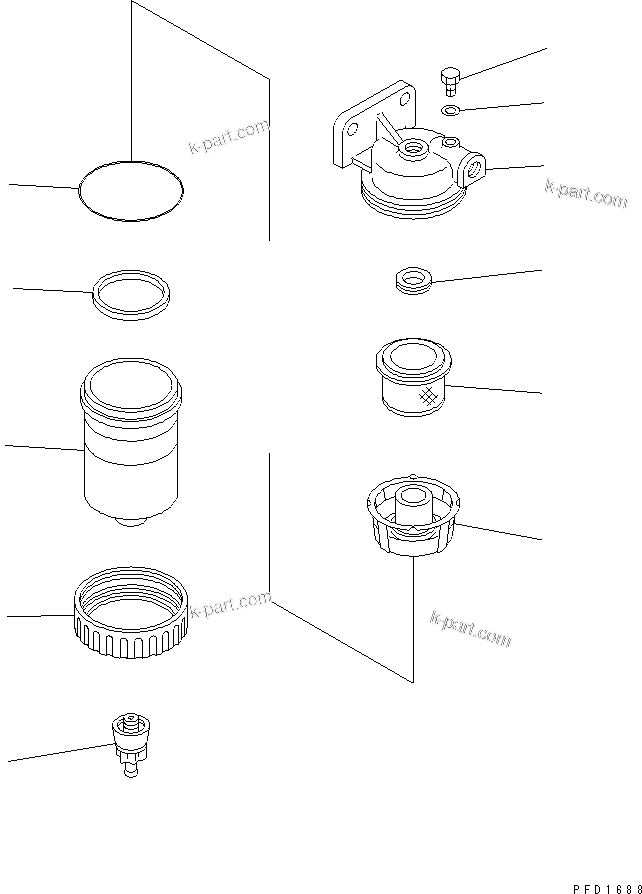 Komatsu parts book diagram for S4D102E-1E-23 S/N 26200163-UP: WATER SEPARATOR(#26200163-26257281)