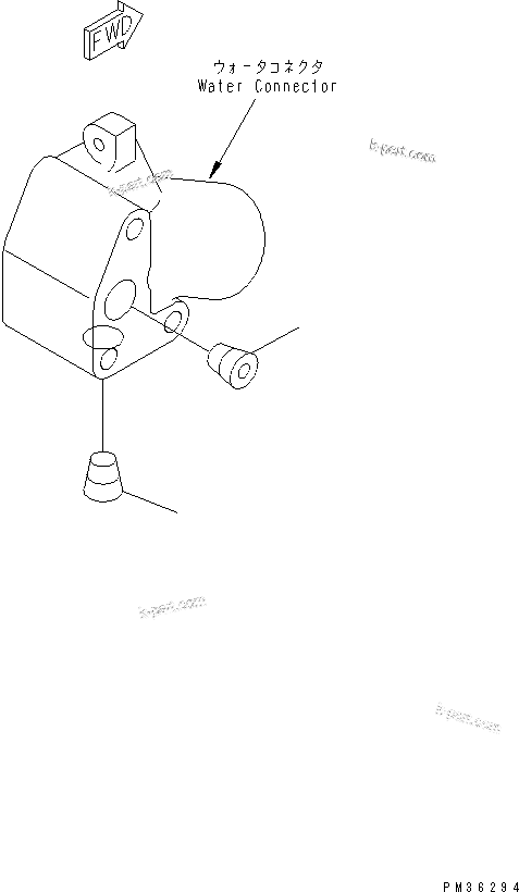 Komatsu parts book diagram for S4D102E-1E-23 S/N 26200163-UP: WATER CONNECTOR PLUG