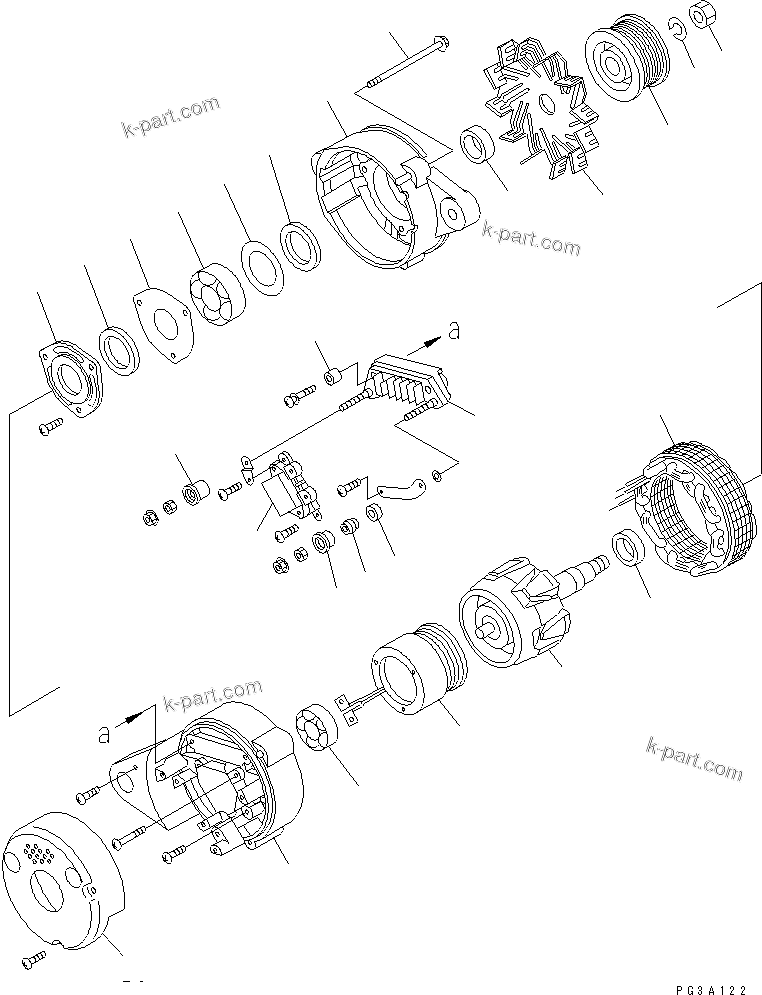 Komatsu parts book diagram for S4D102E-1E-23 S/N 26200163-UP: ALTERNATOR (35A SHIELD) (INNER PARTS)(#26200912-26239361)