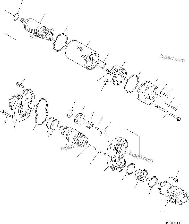 Komatsu parts book diagram for S4D102E-1E-23 S/N 26200163-UP: STARTING MOTOR (4.5KW) (INNER PARTS)