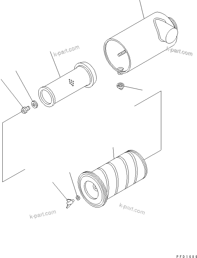 Komatsu parts book diagram for S4D102E-1E-23 S/N 26200163-UP: AIR CLEANER (FORWARDED INDIVIDUALLY PARTS)(#26249750-)