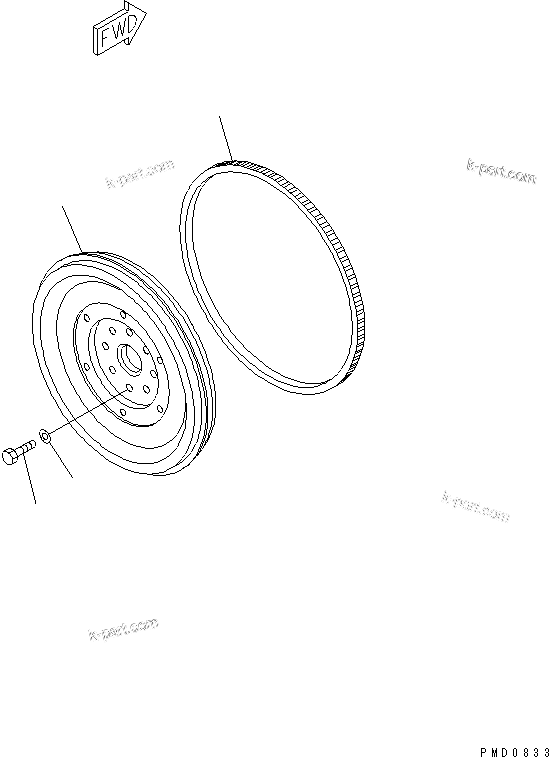 Komatsu parts book diagram for S4D102E-1V S/N 26200163-UP: FLYWHEEL(#26212900-)