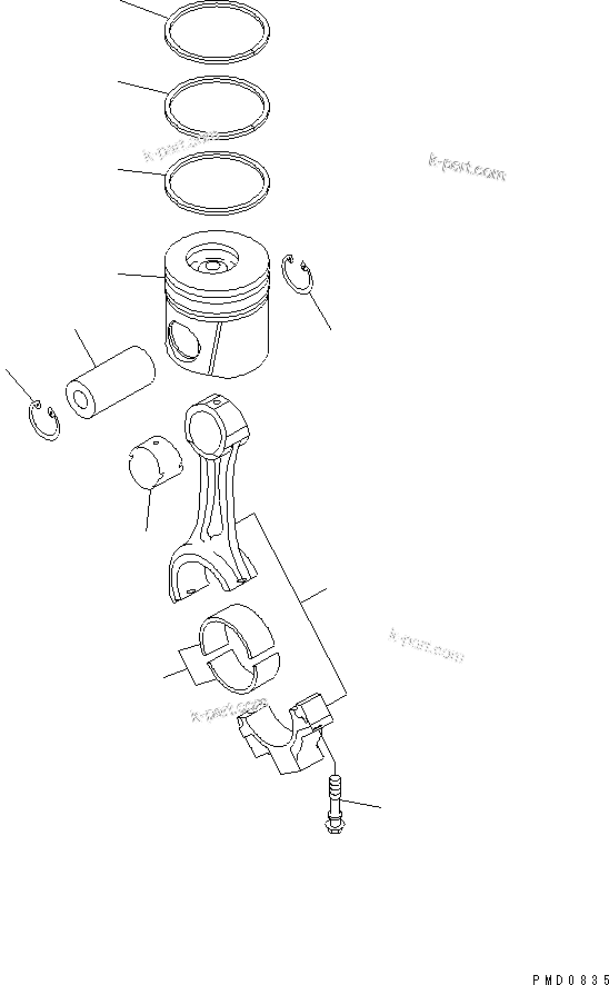 Komatsu parts book diagram for S4D102E-1V S/N 26200163-UP: PISTON