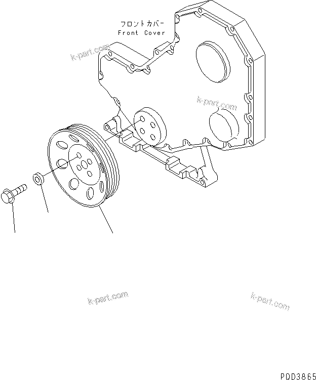 Komatsu parts book diagram for S4D102E-1V S/N 26200163-UP: CRANK PULLEY (TUNNEL SPEC.)(#26234454-)