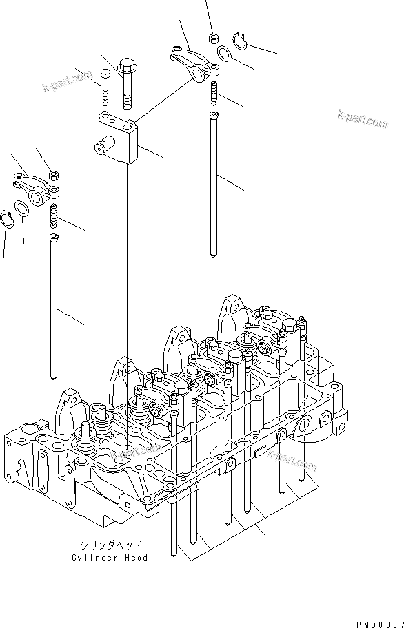Komatsu parts book diagram for S4D102E-1V S/N 26200163-UP: ROCKER ARM