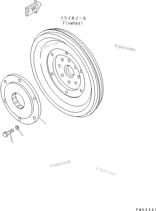 Komatsu parts book diagram for S4D102E-1V S/N 26200163-UP: MAIN POWER TAKE OFF