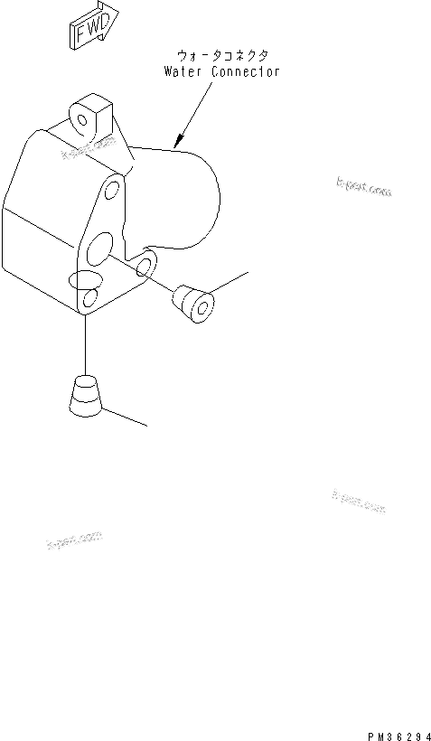 Komatsu parts book diagram for S4D102E-1V S/N 26200163-UP: WATER CONNECTOR PLUG