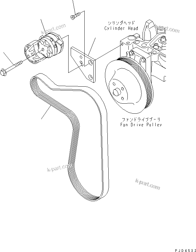 Komatsu parts book diagram for S4D102E-1V S/N 26200163-UP: BELT TENSIONER (FOR 25A ALTERNATOR)(#26244410-)