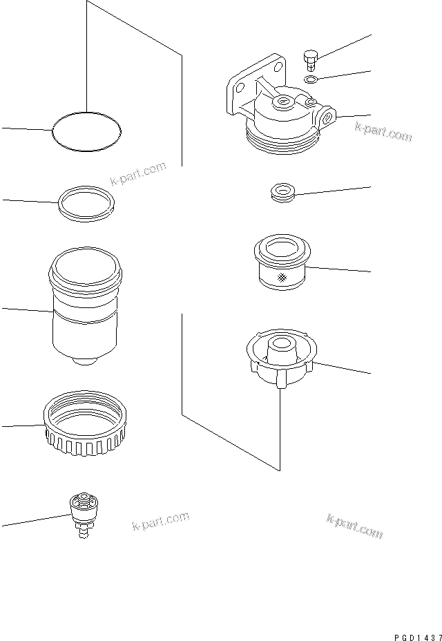 Komatsu parts book diagram for S4D102E-1V S/N 26200163-UP: WATER SEPARATOR (FORWARDED INDIVIDUALLY PARTS)(#26257282-)