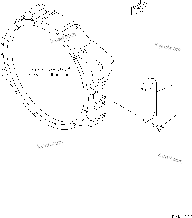 Komatsu parts book diagram for S4D102E-1N-2D S/N 26200163-UP: REAR HANGER(#26200912-)