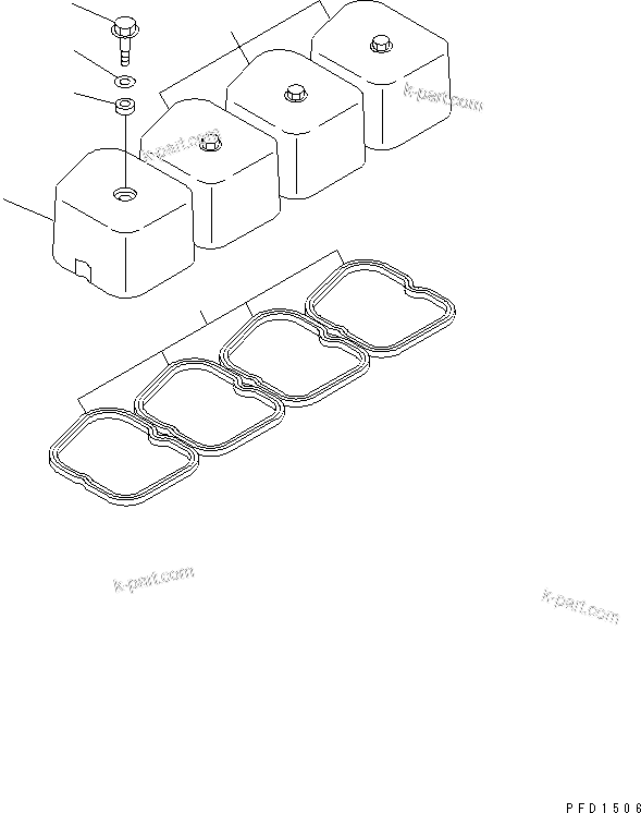 Komatsu parts book diagram for S4D102E-1N-2D S/N 26200163-UP: HEAD COVER(#26200974-)