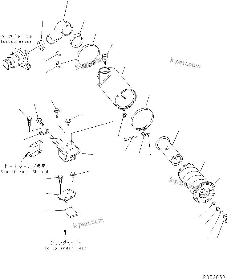 Komatsu parts book diagram for S4D102E-1N-2D S/N 26200163-UP: AIR CLEANER (FOR AIR INTAKE EXTENSION)(#26205084-)