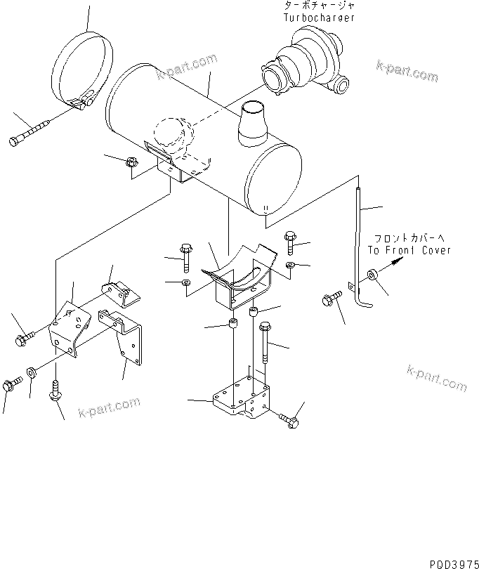 Komatsu parts book diagram for S4D102E-1N-2D S/N 26200163-UP: MUFFLER(#26236456-)