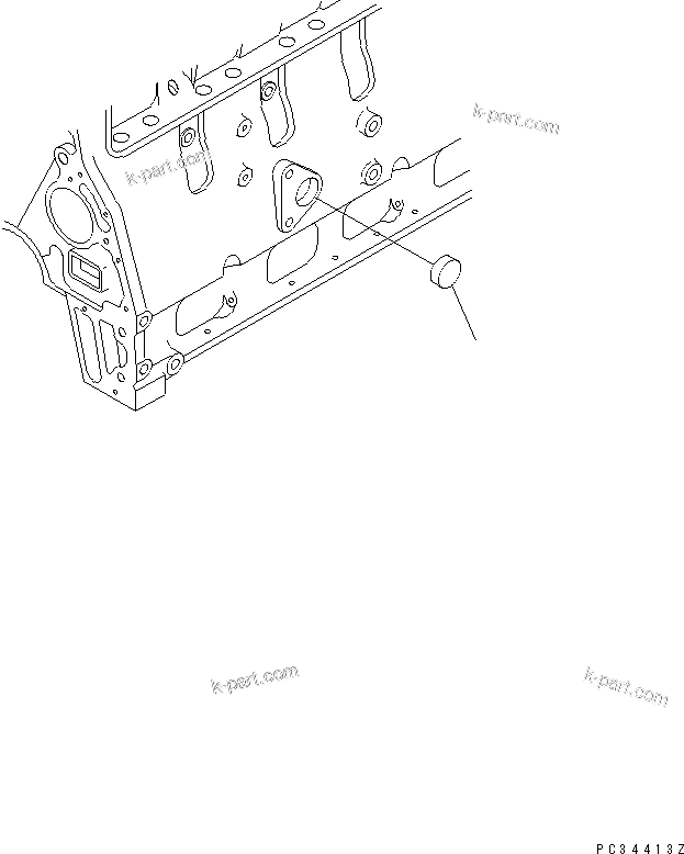 Komatsu parts book diagram for S4D102E-1N-2D S/N 26200163-UP: CYLINDER BLOCK BLIND PLUG