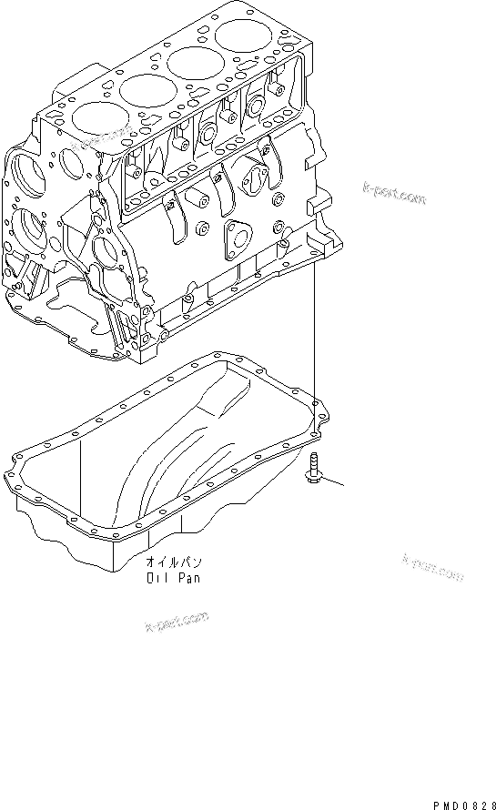 Komatsu parts book diagram for S4D102E-1N-2D S/N 26200163-UP: OIL PAN BOLT