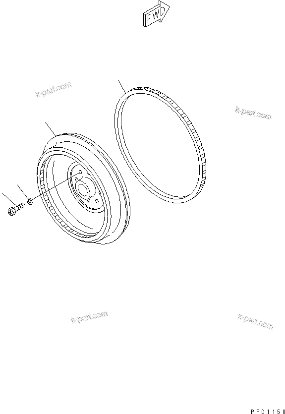 Komatsu parts book diagram for S4D102E-1N-2D S/N 26200163-UP: FLYWHEEL(#26213471-)