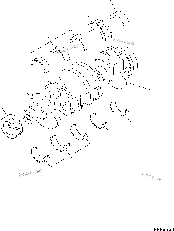 Komatsu parts book diagram for S4D102E-1N-2D S/N 26200163-UP: CRANKSHAFT