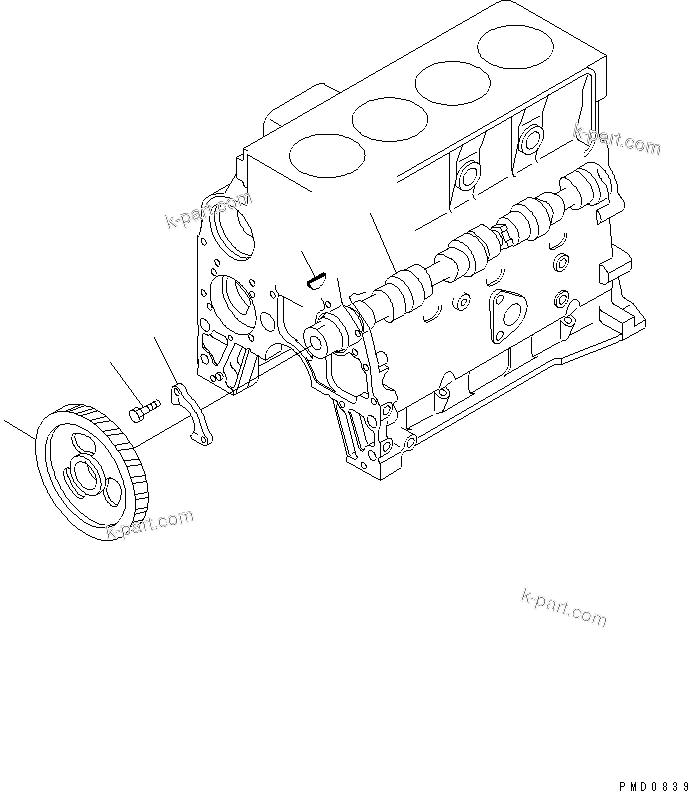 Komatsu parts book diagram for S4D102E-1N-2D S/N 26200163-UP: CAMSHAFT