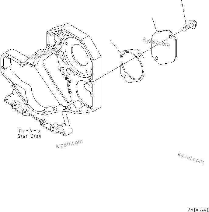 Komatsu parts book diagram for S4D102E-1N-2D S/N 26200163-UP: FRONT GEAR TRAIN COVER(#26200163-26263947)