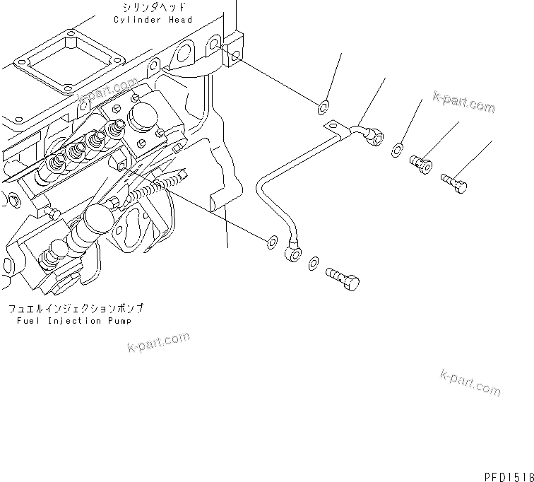 Komatsu parts book diagram for S4D102E-1N-2D S/N 26200163-UP: FUEL FILTER PIPING(#26203149-)