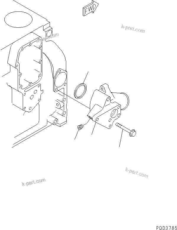 Komatsu parts book diagram for S4D102E-1N-2D S/N 26200163-UP: WATER CONNECTOR (FOR 35A ? 50A ALTERNATOR)(#26226525-)