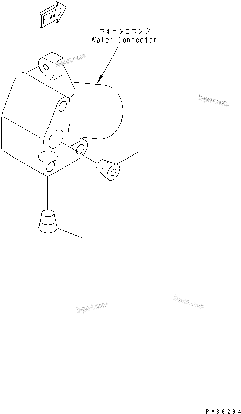Komatsu parts book diagram for S4D102E-1N-2D S/N 26200163-UP: WATER CONNECTOR PLUG