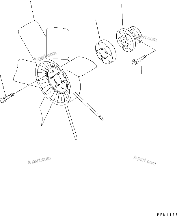 Komatsu parts book diagram for S4D102E-1N-2D S/N 26200163-UP: COOLING FAN(#26200912-)