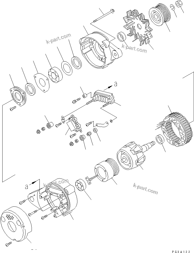 Komatsu parts book diagram for S4D102E-1N-2D S/N 26200163-UP: ALTERNATOR (35A) (BRUSHLESS TYPE) (INNER PARTS)(#26239362-)