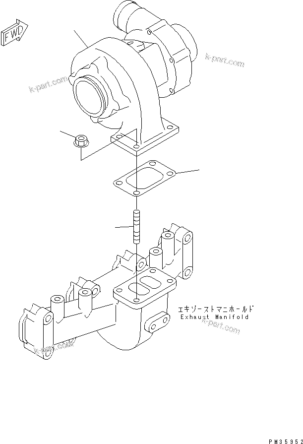 Komatsu parts book diagram for S4D102E-1F-2U S/N 26200163-UP: TURBOCHARGER MOUNTING(#26200163-26232579)