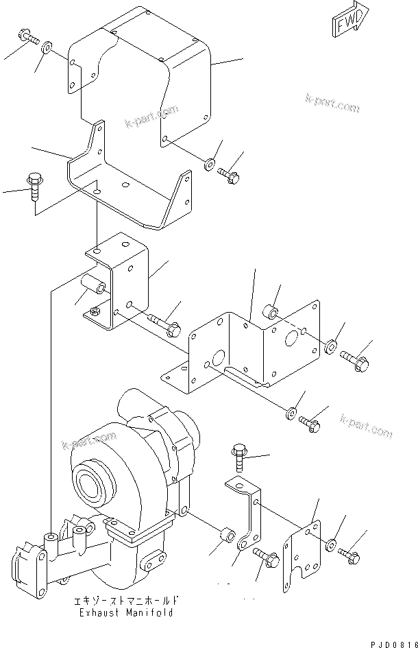 Komatsu parts book diagram for S4D102E-1F-2U S/N 26200163-UP: HEAT SHIELD (TUNNEL SEPC.) (CERAMIC TYPE)(#26200163-26220226)