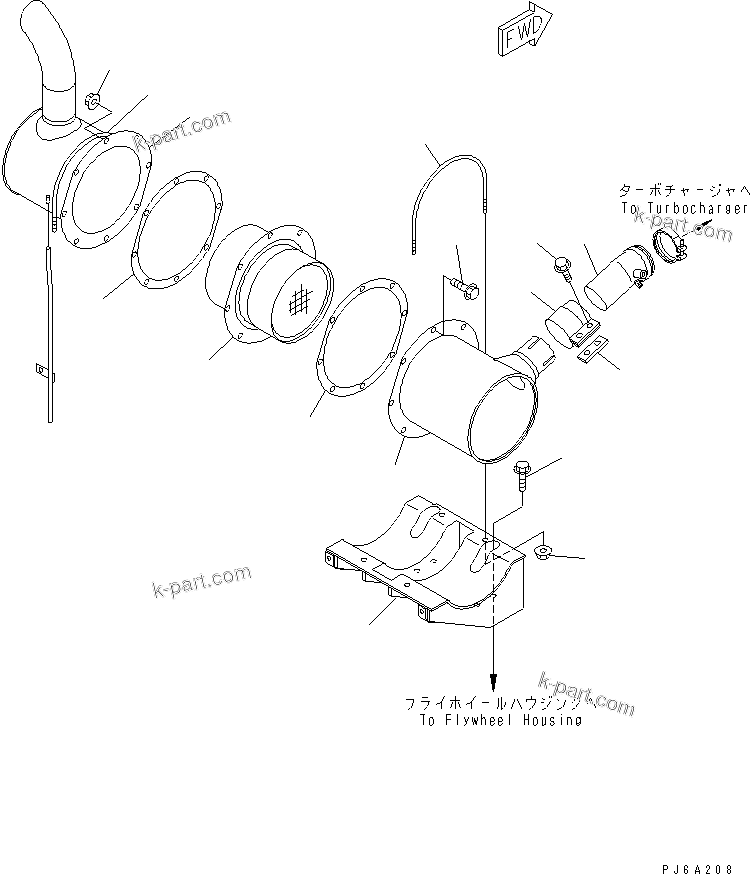 Komatsu parts book diagram for S4D102E-1F-2U S/N 26200163-UP: MUFFLER (CERAMIC TYPE)(#26260150-)