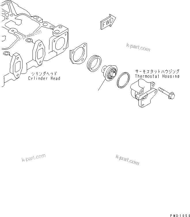 Komatsu parts book diagram for S4D102E-1F-2U S/N 26200163-UP: THERMOSTAT(#26200163-26281220)