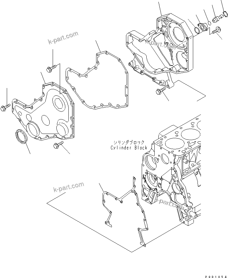 Komatsu parts book diagram for S4D102E-1F-2U S/N 26200163-UP: FRONT COVER(#26200163-26238739)