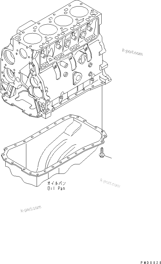 Komatsu parts book diagram for S4D102E-1F-2U S/N 26200163-UP: OIL PAN BOLT
