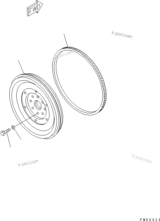Komatsu parts book diagram for S4D102E-1F-2U S/N 26200163-UP: FLYWHEEL(#26212900-)