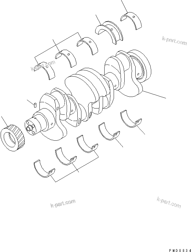 Komatsu parts book diagram for S4D102E-1F-2U S/N 26200163-UP: CRANKSHAFT