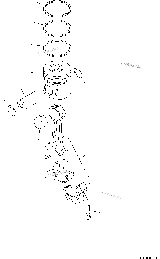 Komatsu parts book diagram for S4D102E-1F-2U S/N 26200163-UP: PISTON