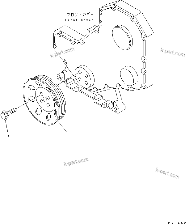 Komatsu parts book diagram for S4D102E-1F-2U S/N 26200163-UP: CRANK PULLEY(#26278790-)