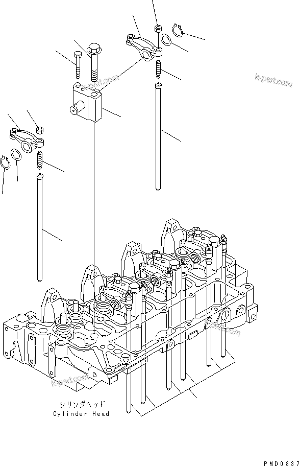 Komatsu parts book diagram for S4D102E-1F-2U S/N 26200163-UP: ROCKER ARM